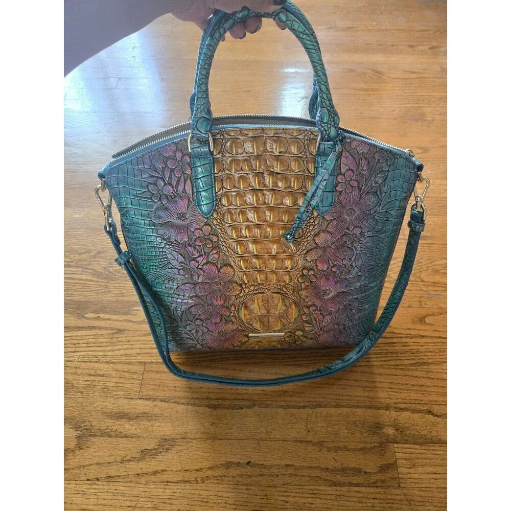 Brahmin Leather Croc Embossed Duxbury Large Esplanade Ombre Melbourne Satchel